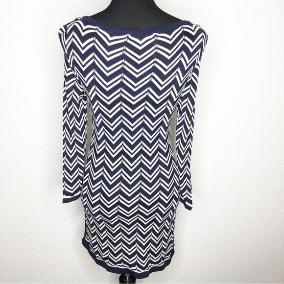 WHBM navy and white chevron knit lightweight sweater tunic size Small - Picture 15 of 15